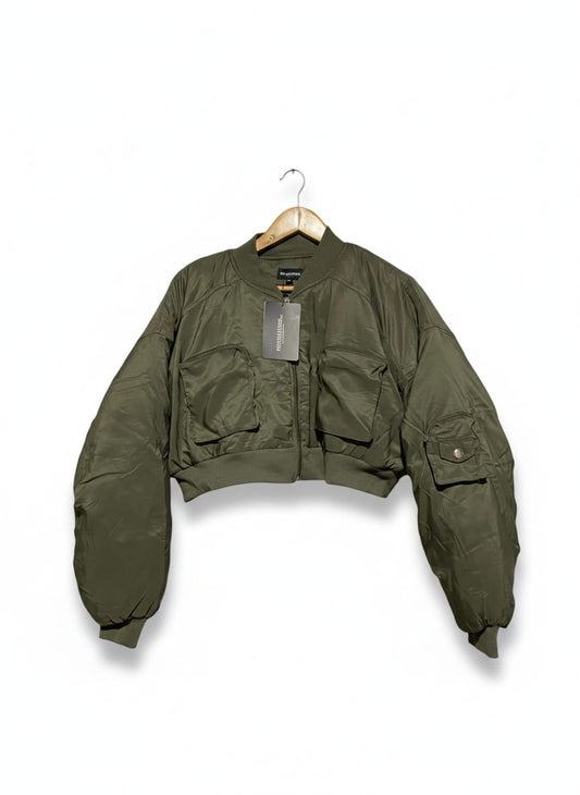 PRETTYLITTLE THING |XL| BUST 22| Cropped Bomber Jacket Olive Green