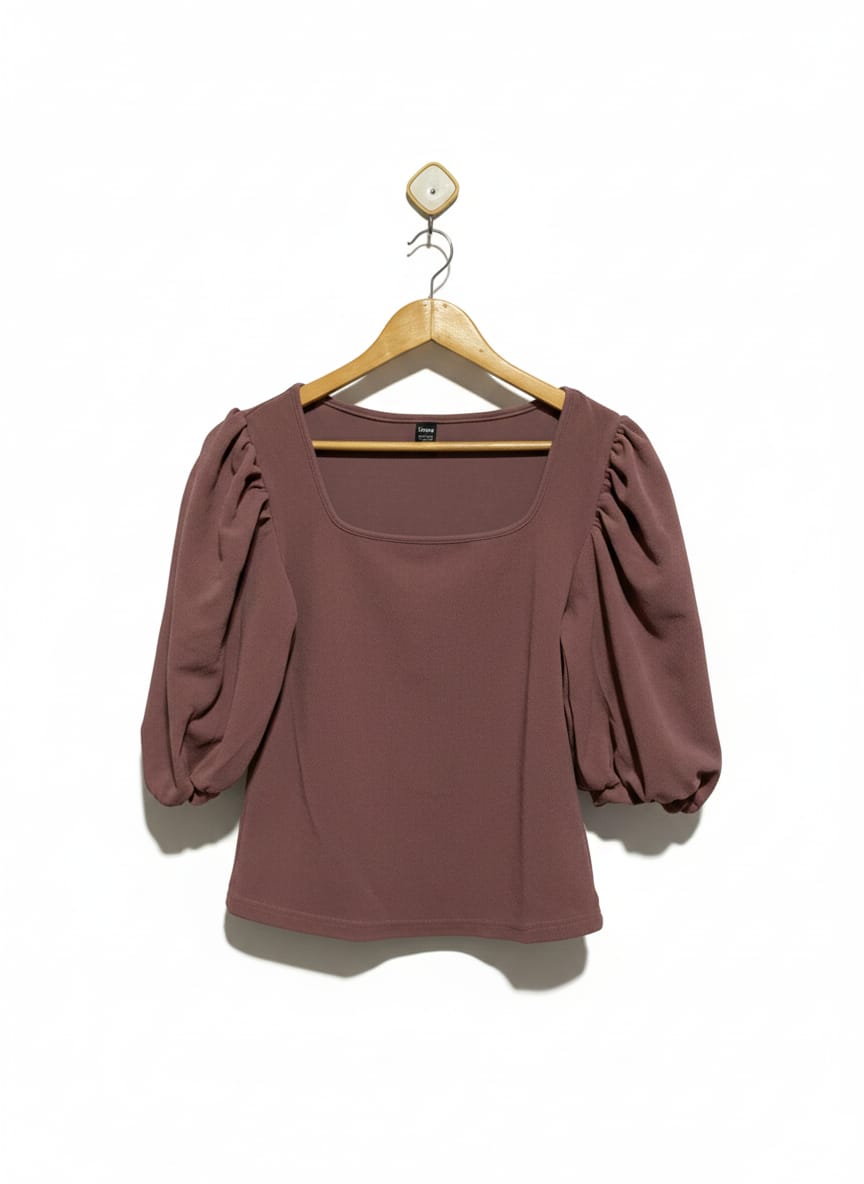 SHEIN |L| BUST 17| Fitted Top With Voluminous Puff Sleeves