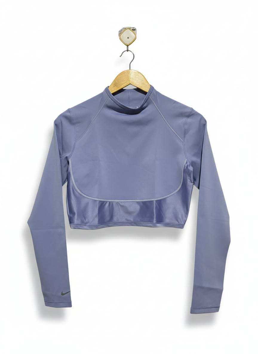 NIKE |M| BUST 16| Cropped Mock-Neck Performance Top in a light periwinkle or lavender blue
