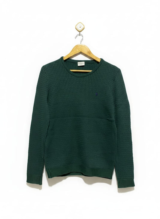 POLOASSN |L| BUST 19| Dark Green Waffle-Knit Crewneck Sweater