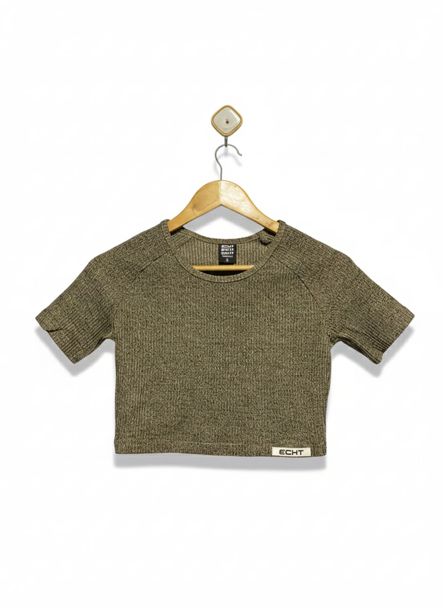 ECHT |S| BUST 15| C1| Cropped Ribbed Knit T-shirt
