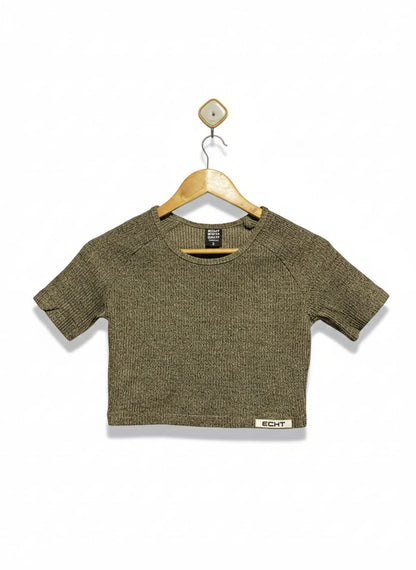 ECHT |S| BUST 15| C1| Cropped Ribbed Knit T-shirt