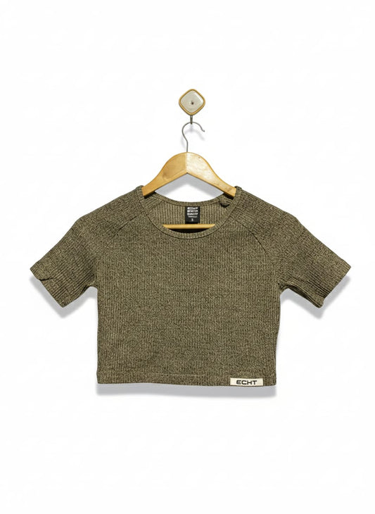 ECHT |S| BUST 15| C1| Cropped Ribbed Knit T-shirt