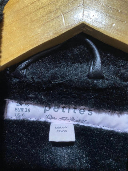 PETITES |M| BUST 19|Black Faux-Shearling Biker Jacket