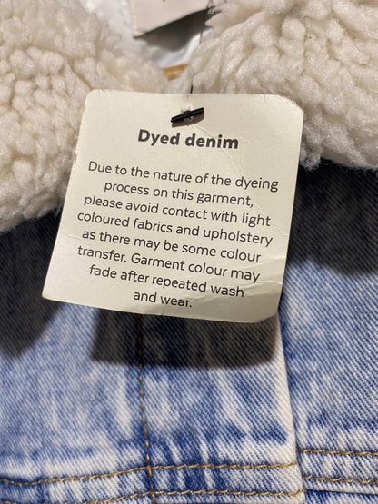 TU |L| BUST 26|  Oversized Light Wash Denim Jacket Borg Collar And Lining