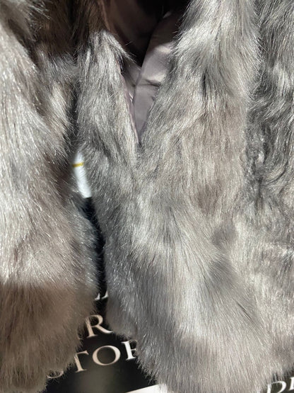 MISS GUIDED |M| BUST 21 | Grey Faux Fur Jacket
