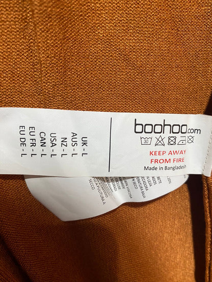 BOOHOO|L| BUST 22| Long, Rust-Colored Knit Cardigan