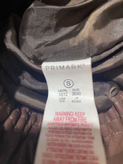 PRIMARK |S| BUST 22| Cropped Brown Faux-Leather Puffer Jacket