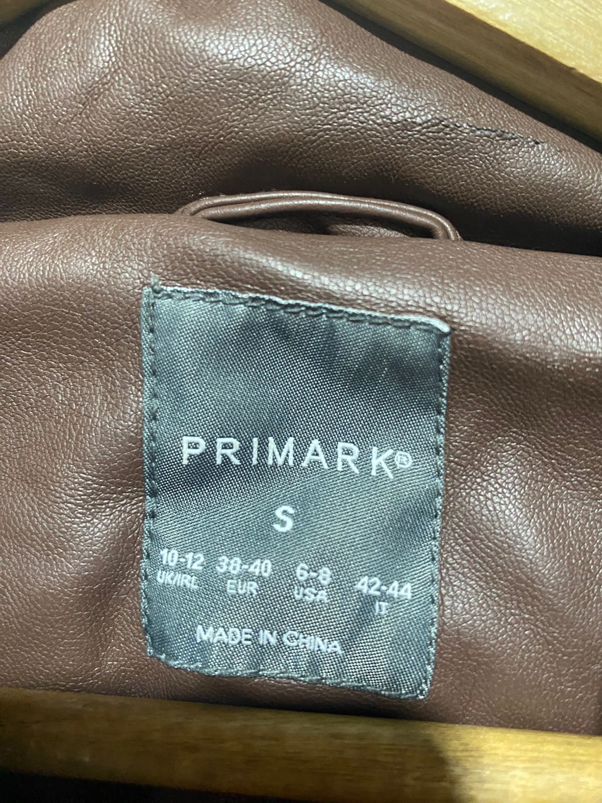 PRIMARK |S| BUST 22| Cropped Brown Faux-Leather Puffer Jacket