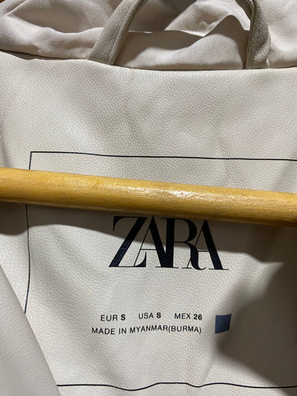 ZARA |S| BUST 24| Hooded Faux-Leather Puffer Vest