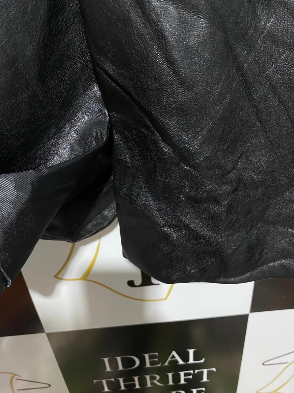 ZARA |XS| BUST 17| Black Faux-Leather Blazer