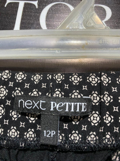 NEXT PETITE |M| WAIST 28| C8| Black Patterned Trousers