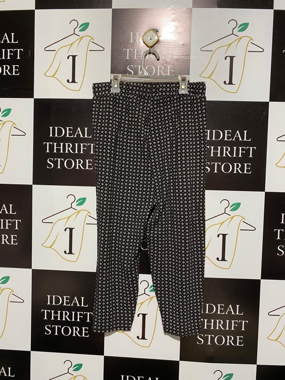 NEXT PETITE |M| WAIST 28| C8| Black Patterned Trousers