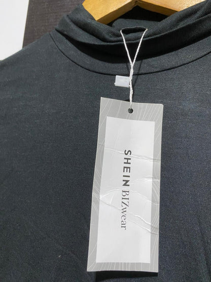 SHEIN |S| BUST 15|  B 12 | Fitted, Long-Sleeve Black Turtleneck Top