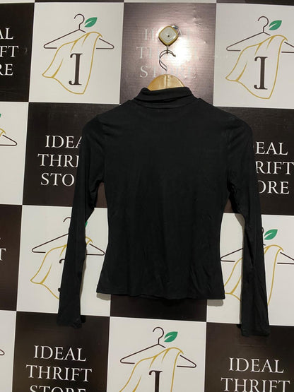 SHEIN |S| BUST 15|  B 12 | Fitted, Long-Sleeve Black Turtleneck Top