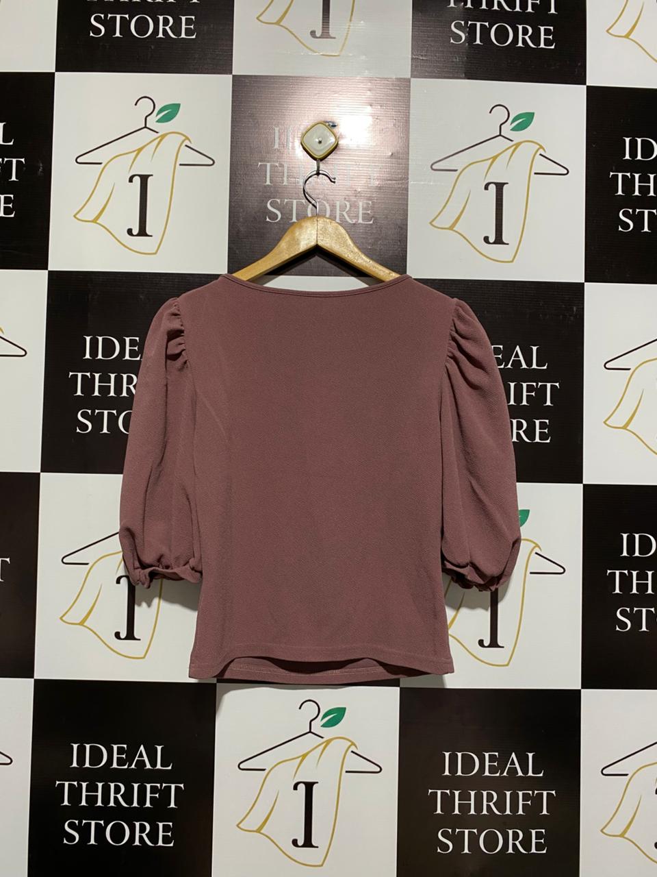 SHEIN |L| BUST 17| Fitted Top With Voluminous Puff Sleeves