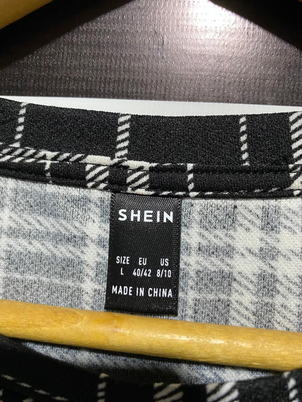 SHEIN |L| BUST 17 |Black and White Plaid/Tartan Mini Dress