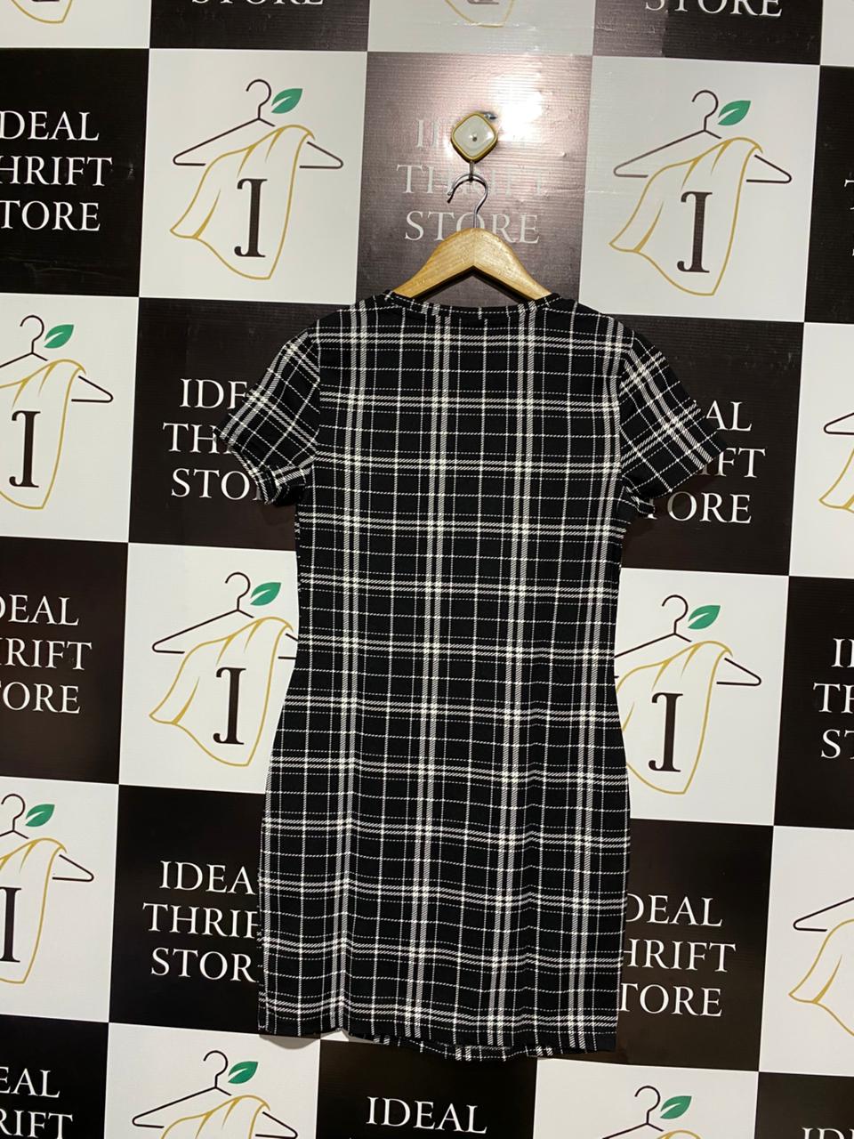 SHEIN |L| BUST 17 |Black and White Plaid/Tartan Mini Dress