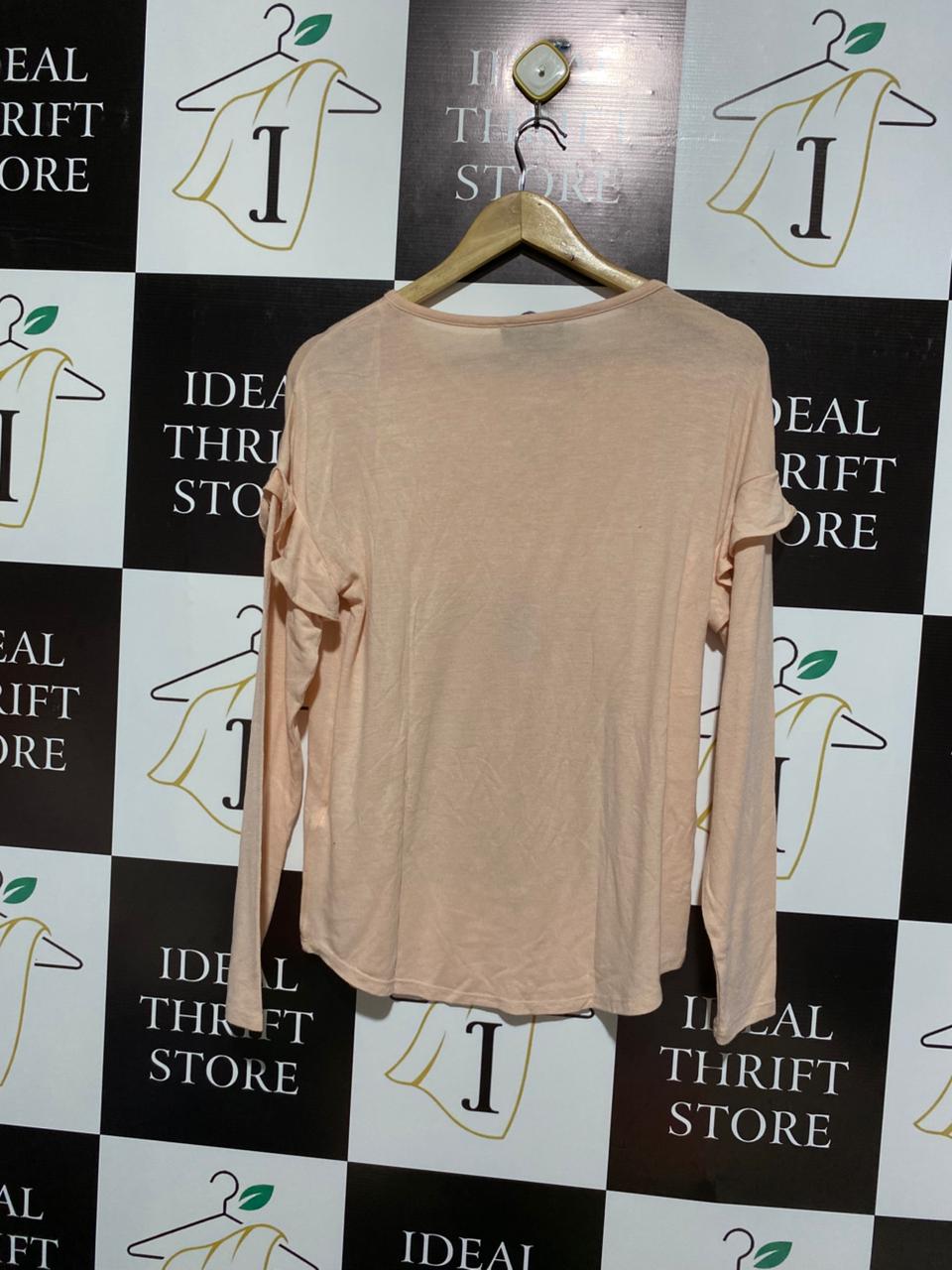 PRIMARK |XS| BUST 19|  C1| Long-Sleeve Ruffle Detail Top