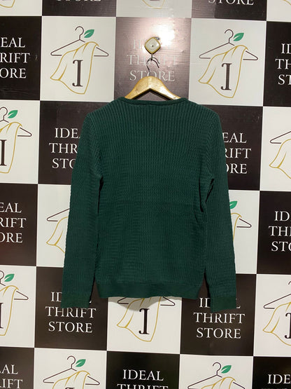 POLOASSN |L| BUST 19| Dark Green Waffle-Knit Crewneck Sweater