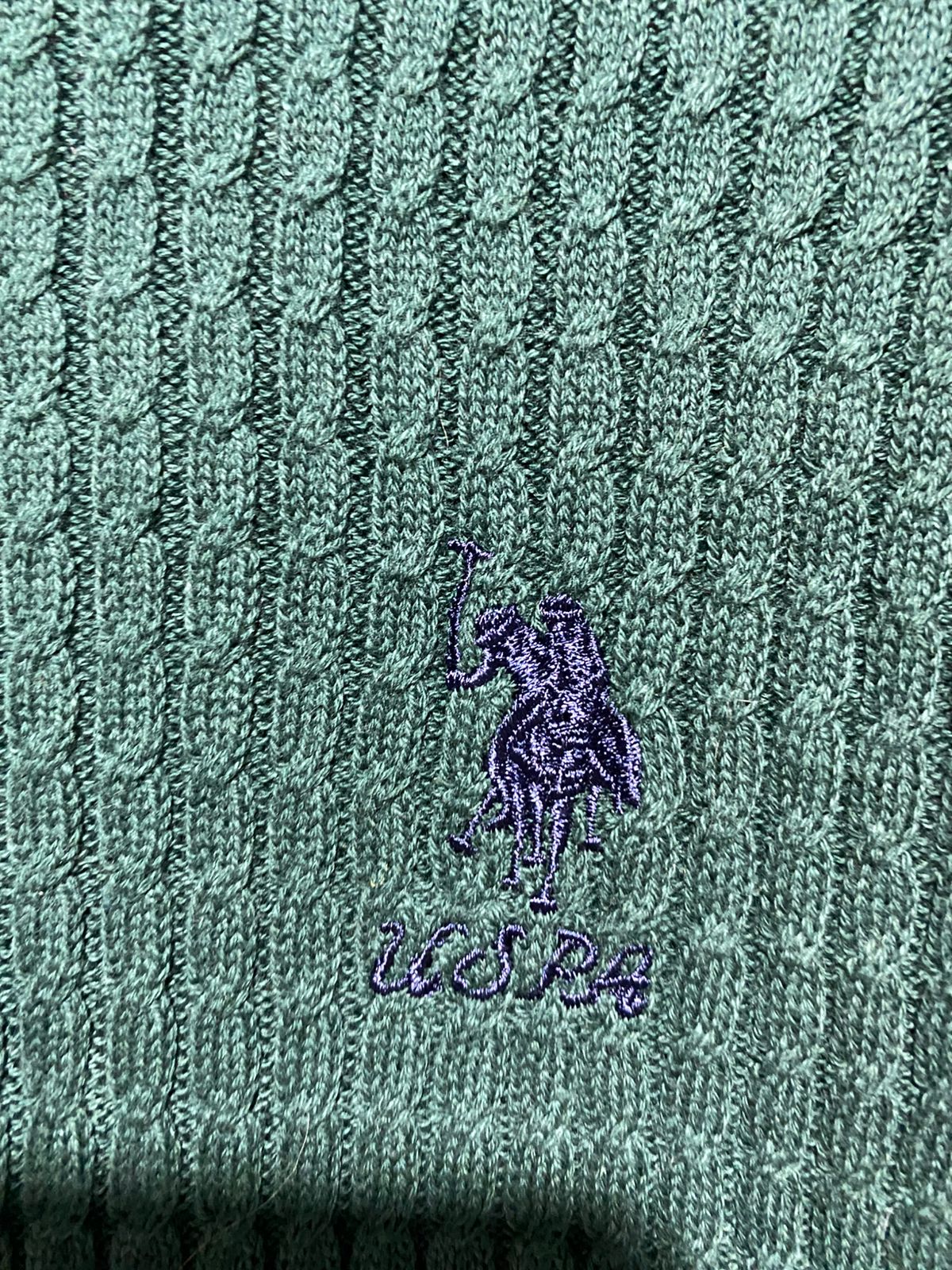 POLOASSN |L| BUST 19| Dark Green Waffle-Knit Crewneck Sweater