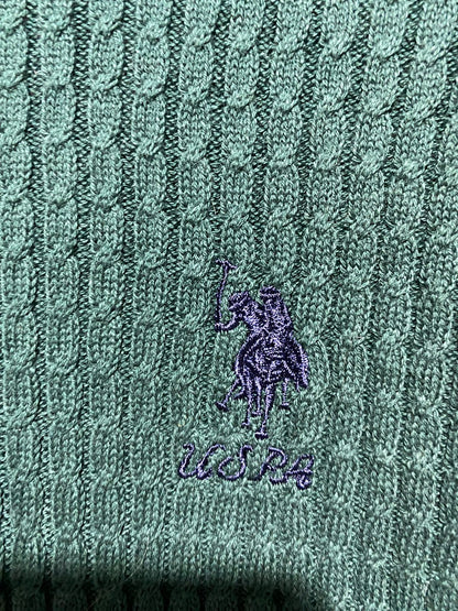 POLOASSN |L| BUST 19| Dark Green Waffle-Knit Crewneck Sweater