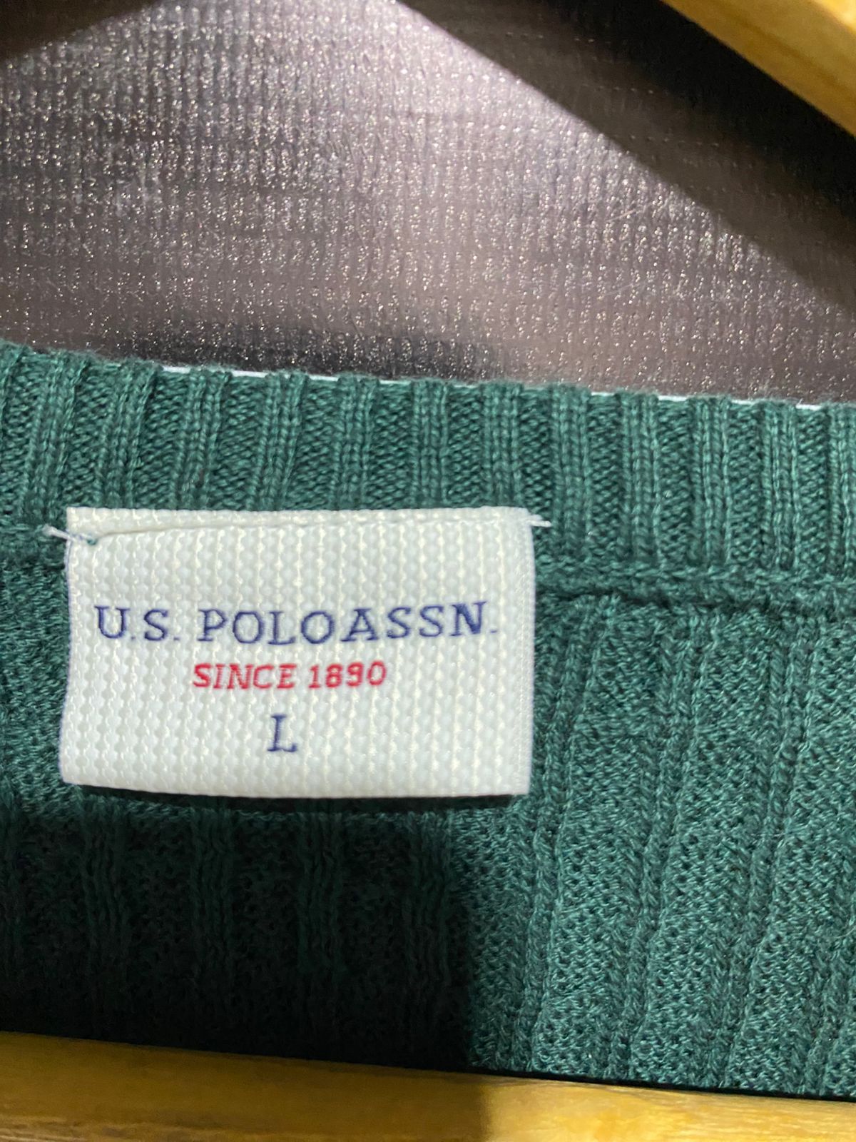 POLOASSN |L| BUST 19| Dark Green Waffle-Knit Crewneck Sweater