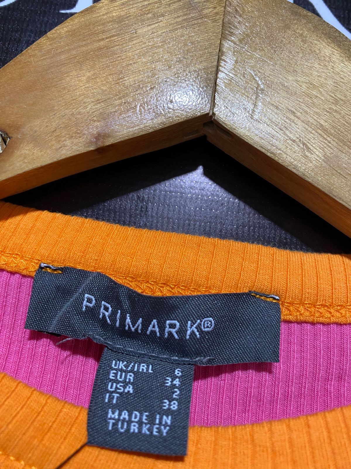 PRIMARK |XS/S| BUST 12| Fitted Ribbed Mini Dress Hot Pink with an Orange Contrast Trim