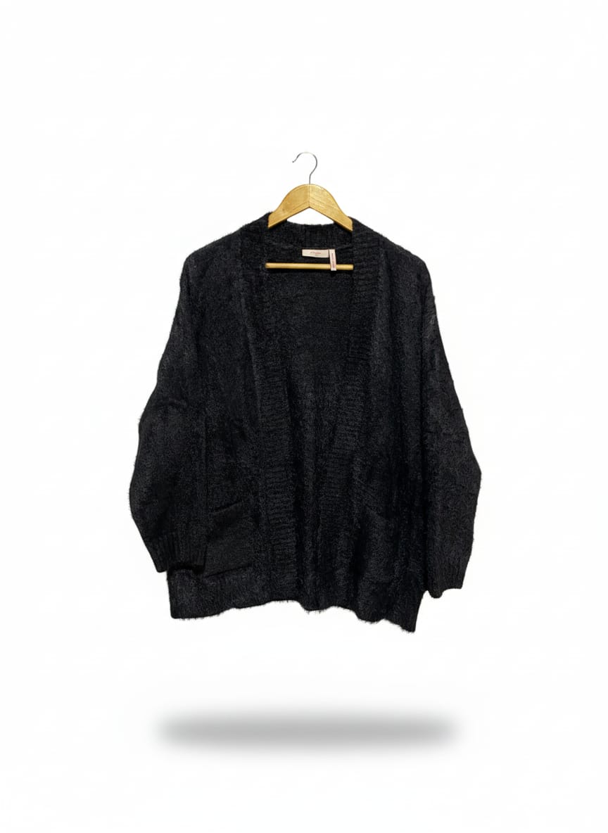 MILLERS |L| BUST 23| Fluffy Black Oversized Cardigan