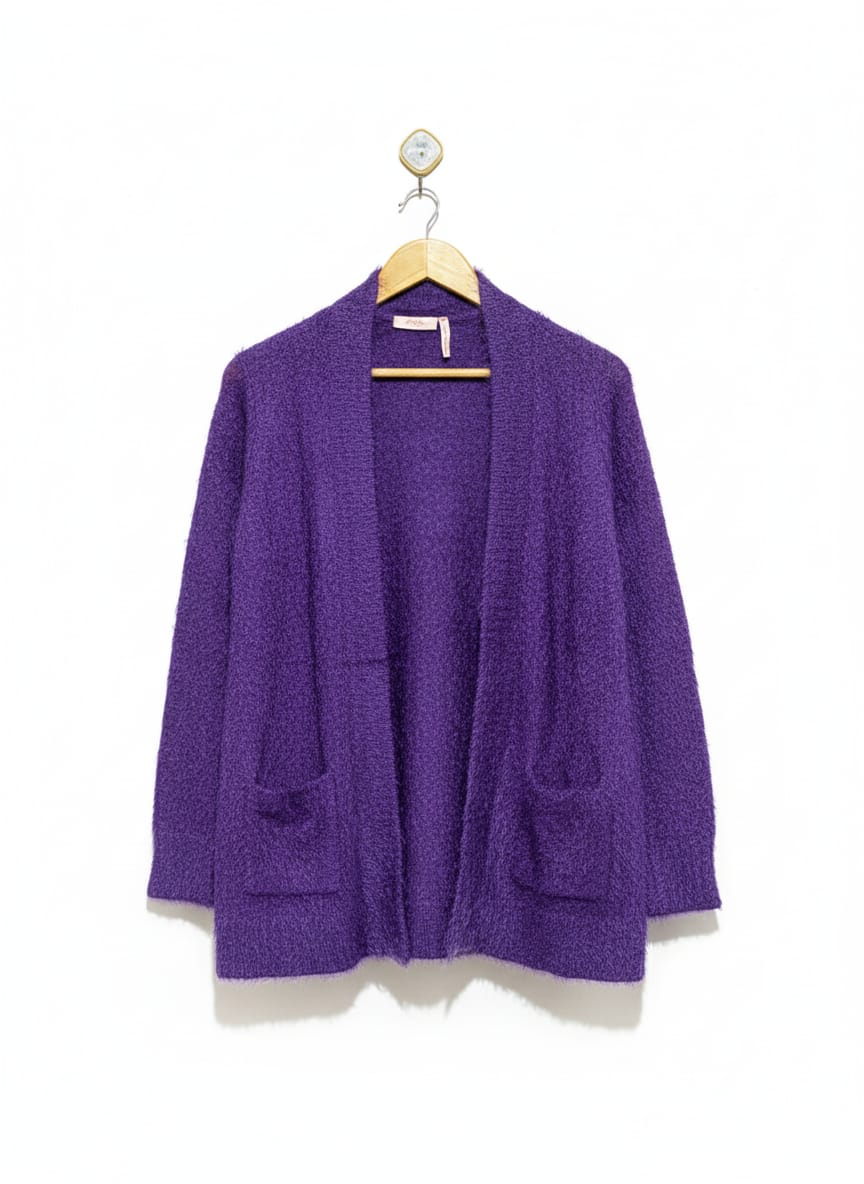 MILLERS |M| BUST 21| Purple Shaggy Or Fuzzy Knit Open Cardigan