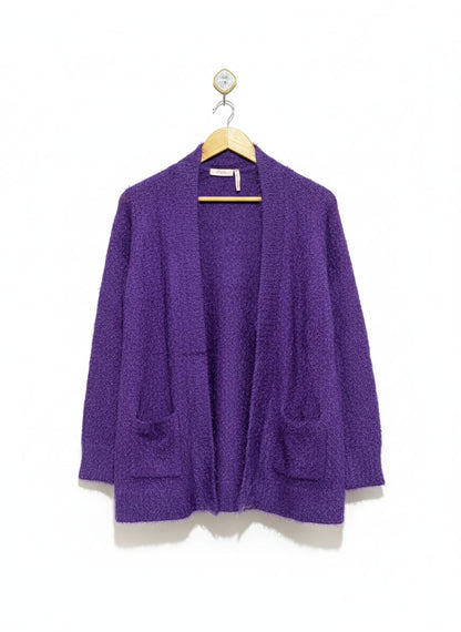 MILLERS |M| BUST 21| Purple Shaggy Or Fuzzy Knit Open Cardigan