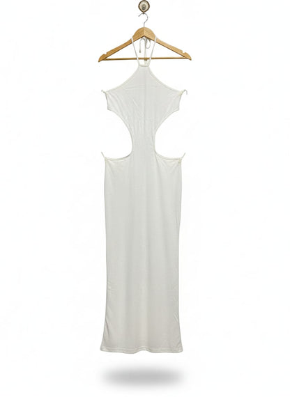 White Cut-Out Maxi Dress |L| BUST 15|