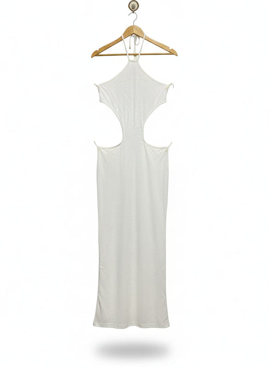 White Cut-Out Maxi Dress |L| BUST 15|