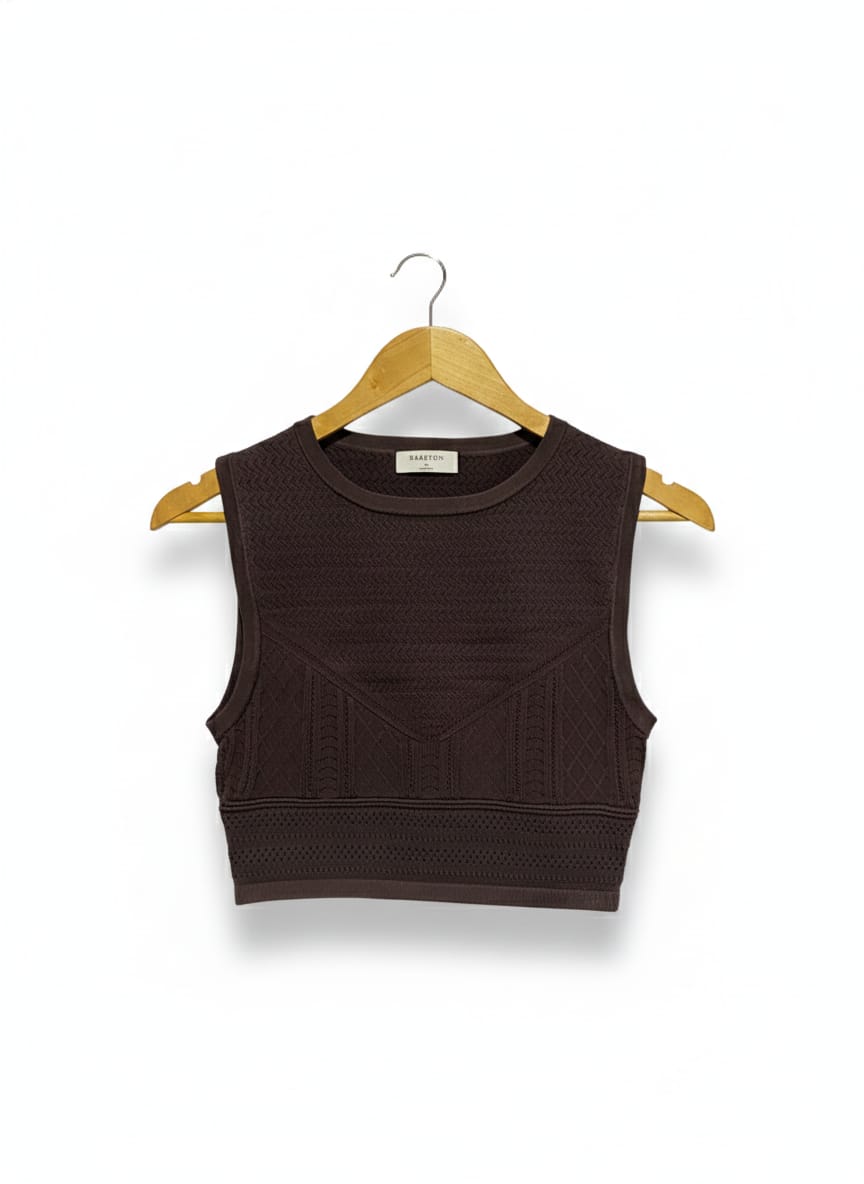 BABATON |M| BUST 13| Cropped Sleeveless Knit Top