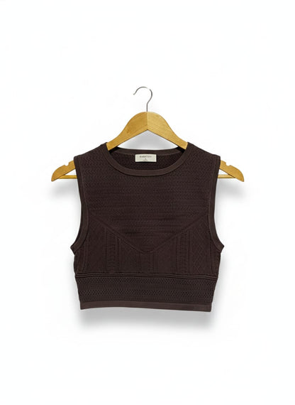BABATON |M| BUST 13| Cropped Sleeveless Knit Top