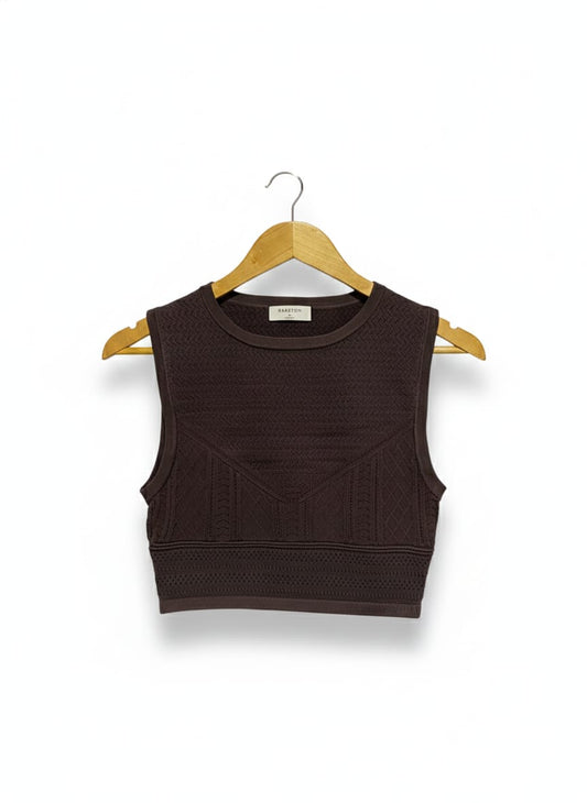 BABATON |M| BUST 13| Cropped Sleeveless Knit Top