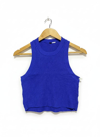 Cropped Ribbed Tank Top in a Vibrant Royal Blue |S| BUST 14|