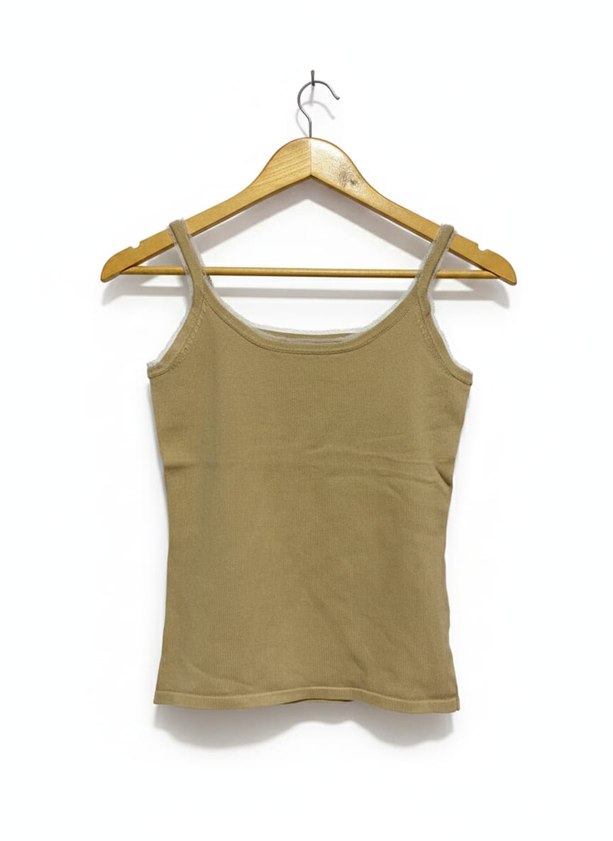 ENTER |S| BUST 14| Tan/Khaki Ribbed Knit Cami/Tank Top
