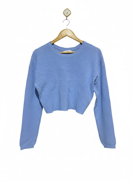 SUPRE |S/M| BUST 19| C1| Cropped Crewneck Sweater in a Light Periwinkle Blue