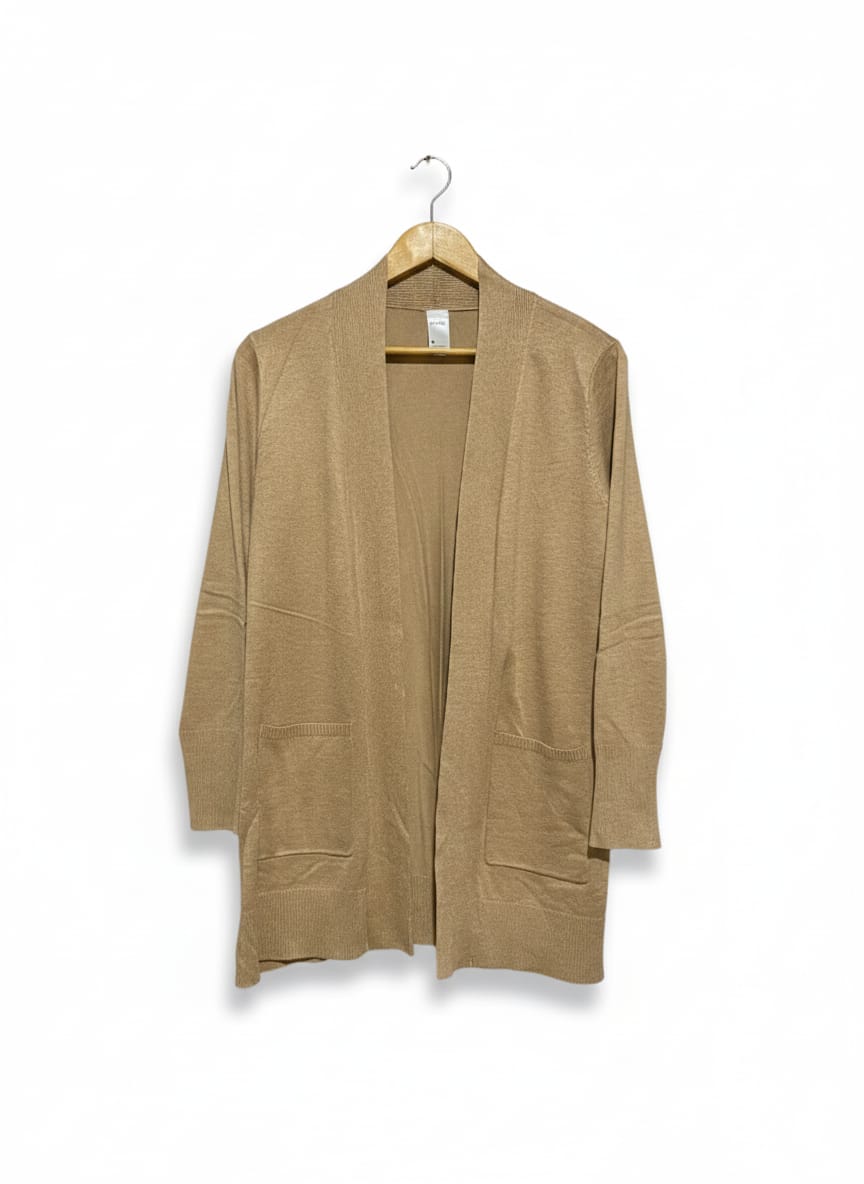 ANKO |M| BUST 18| Longline Open Cardigan in a Warm Tan/Camel