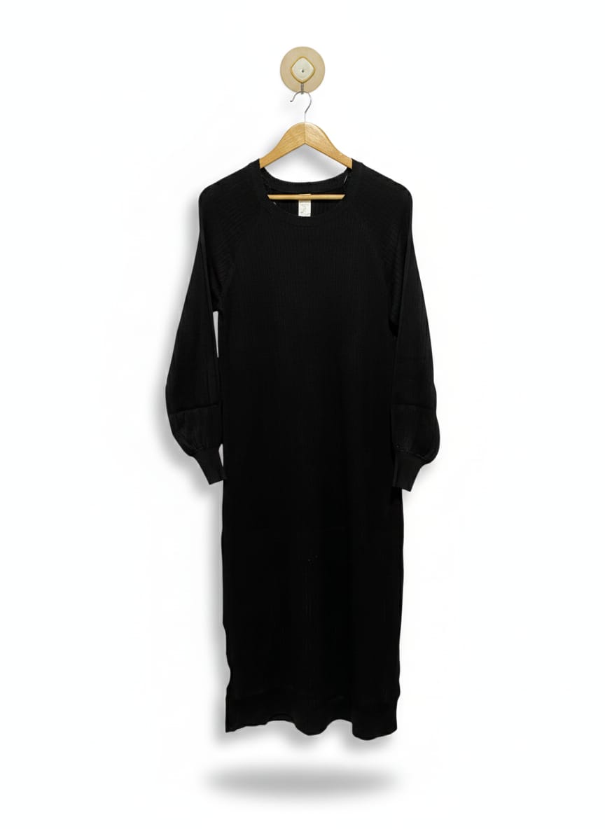 ANKO |M| BUST 17| Black Knit Long-Sleeve Dress