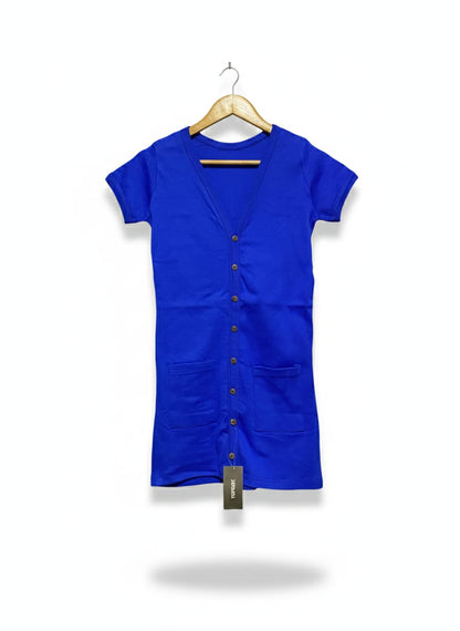 SENSIMA |M| BUST 16| Cobalt Blue Button-Front Mini Dress