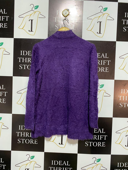 MILLERS |M| BUST 21| Purple Shaggy Or Fuzzy Knit Open Cardigan