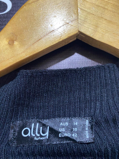 ALLY FASHION |M| BUST 15| Black Ribbed Knit Midi Dress