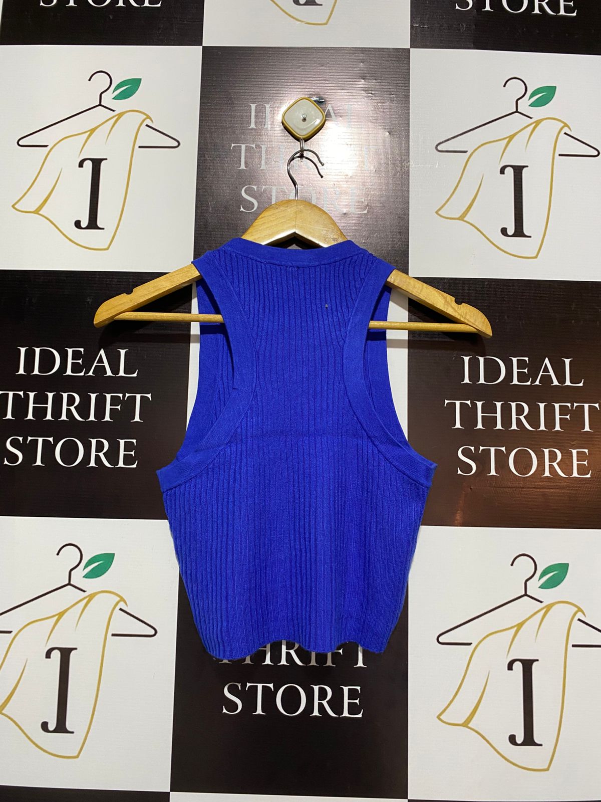 Cropped Ribbed Tank Top in a Vibrant Royal Blue |S| BUST 14|