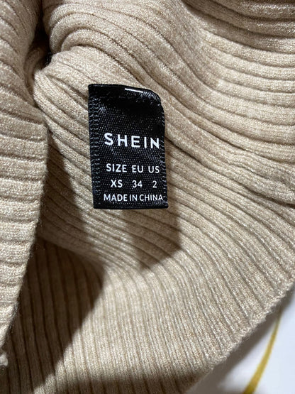 SHEIN |XS| BUST 13| Fitted Ribbed Knit Long-Sleeve Top in a Warm Beige/Taupe
