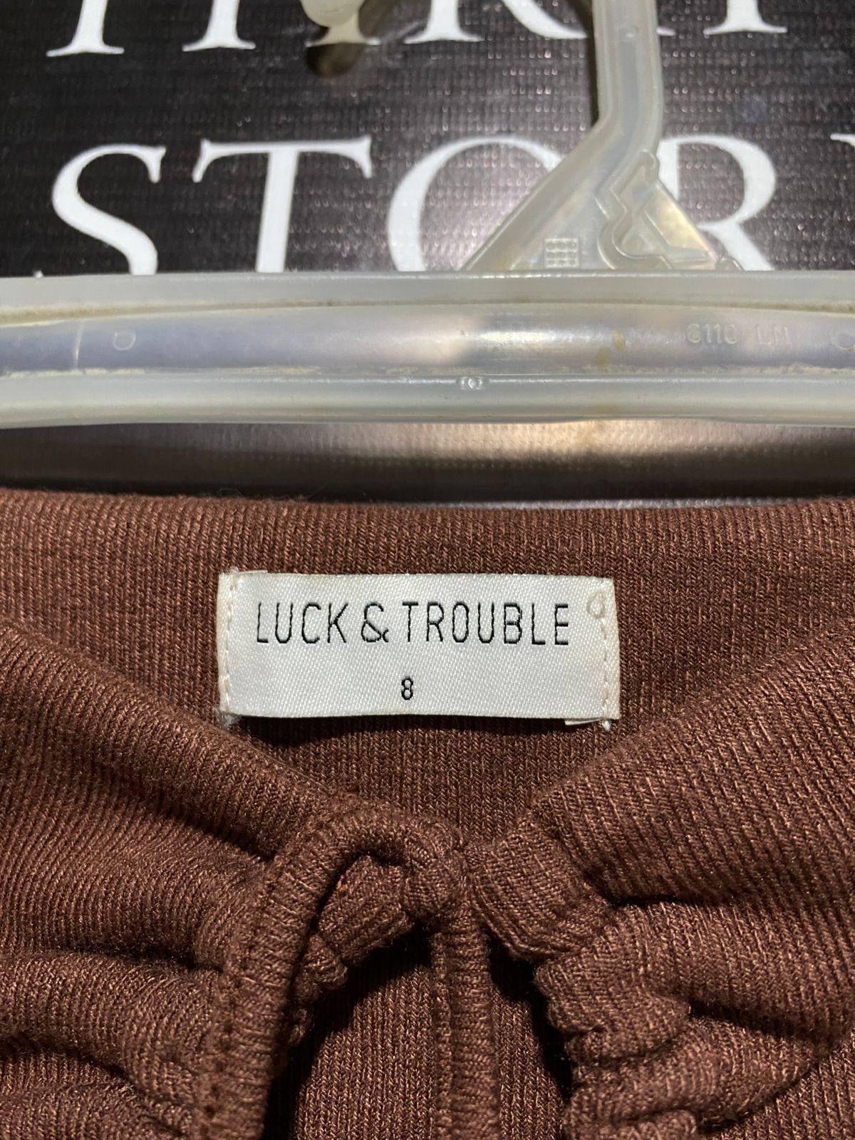 LUCK & TROUBLE |XS| BUST 12|B1| Brown Ribbed Bandeau Top