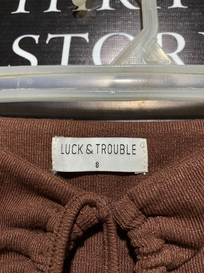 LUCK & TROUBLE |XS| BUST 12|B1| Brown Ribbed Bandeau Top
