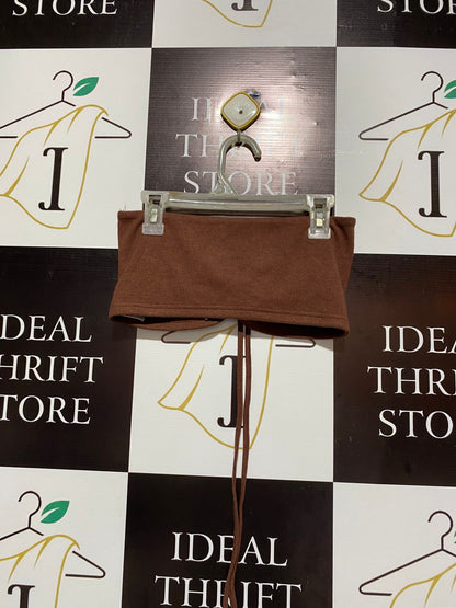 LUCK & TROUBLE |XS| BUST 12|B1| Brown Ribbed Bandeau Top