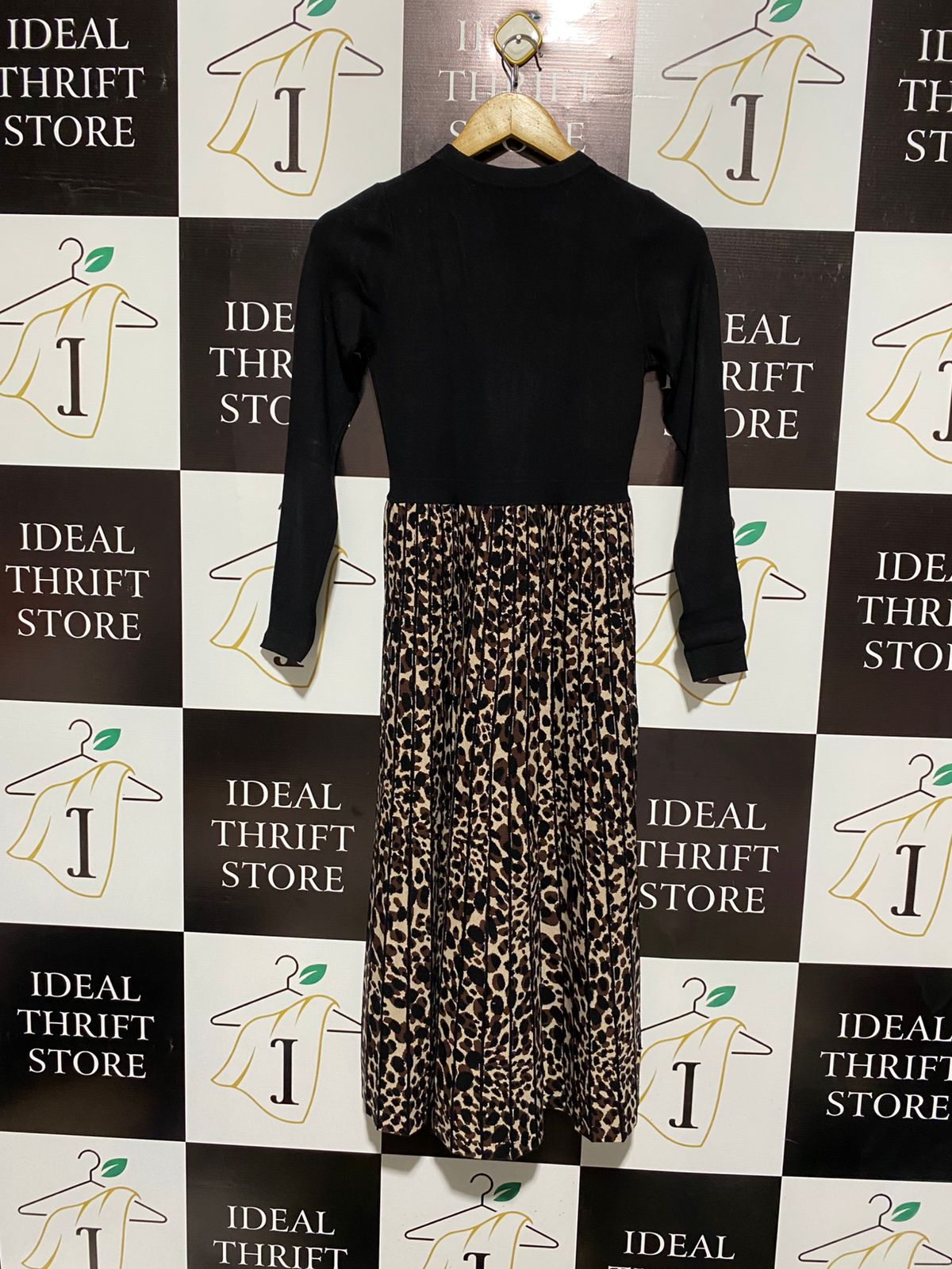 HOBBS |S| BUST 14| Leopard Print Mixed-Media Dress